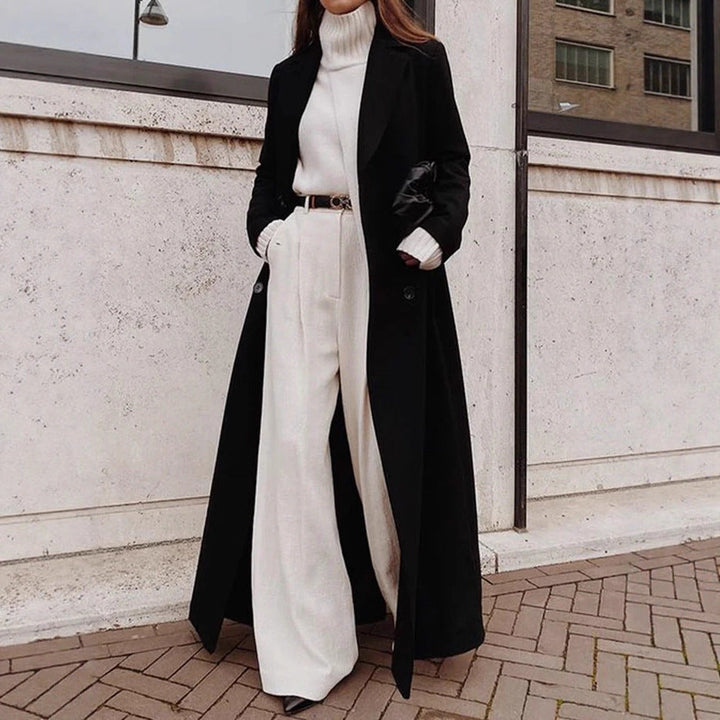 Damen Longline Langarmmantel mit Taschen