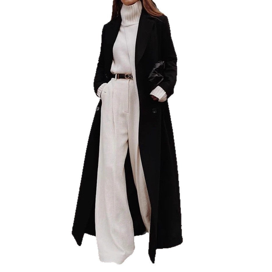 Damen Longline Langarmmantel mit Taschen