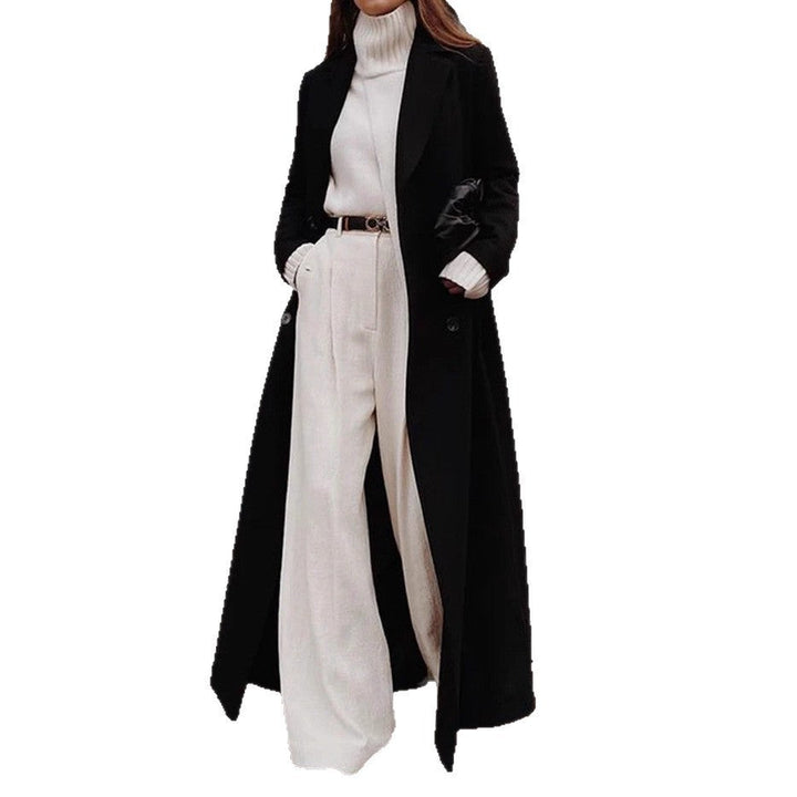 Damen Longline Langarmmantel mit Taschen