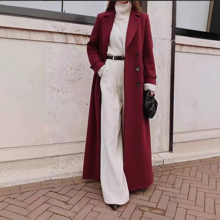 Damen Longline Langarmmantel mit Taschen