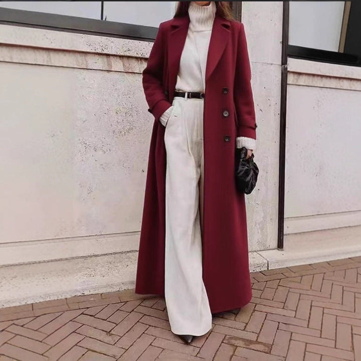 Damen Longline Langarmmantel mit Taschen