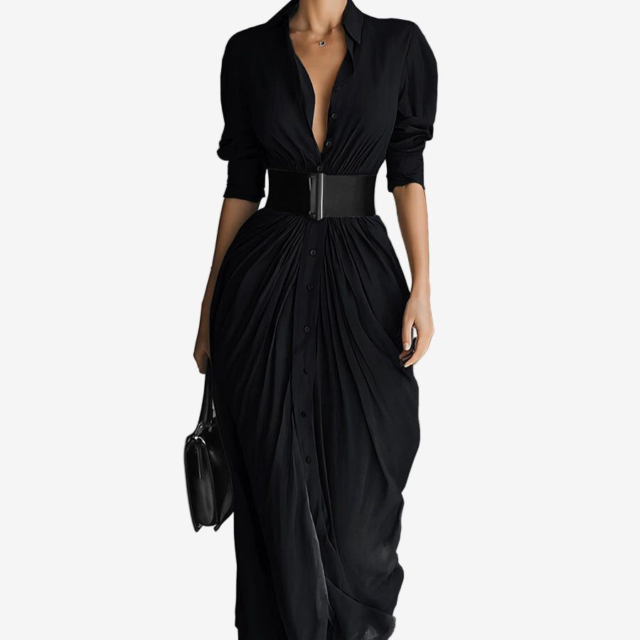 Kalisha Langarmkleid für Damen mit V-Ausschnitt und 3/4-Ärmeln