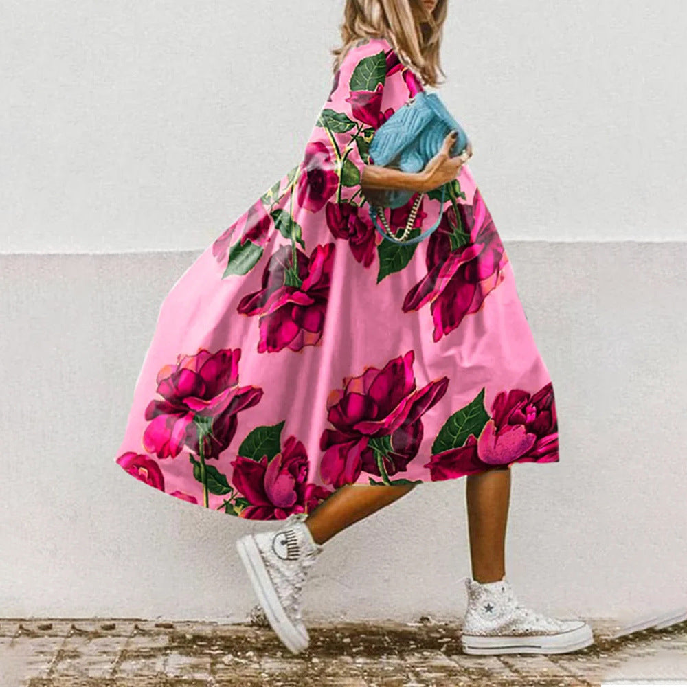 Lanna | Schickes Midikleid für Damen mit floralem Paisleymuster und Dreiviertelärmeln