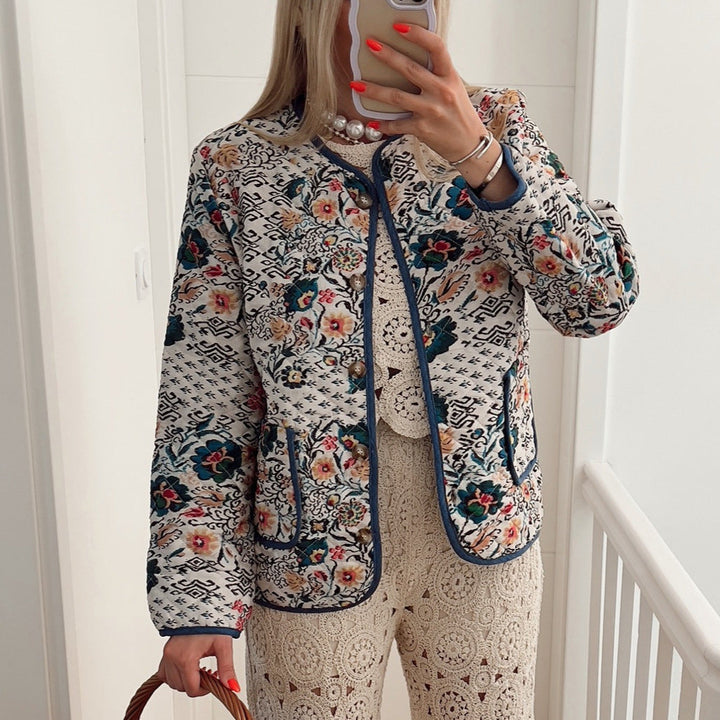 Damen Rundhalsjacke mit langen Ärmeln und Taschen