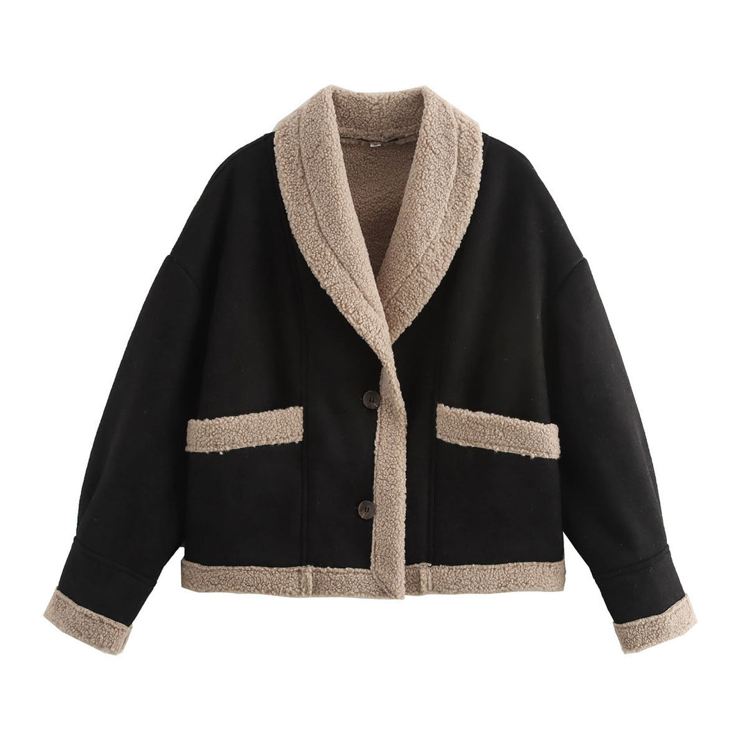 Damen Jacke Kurz mit Knöpfen und Taschen