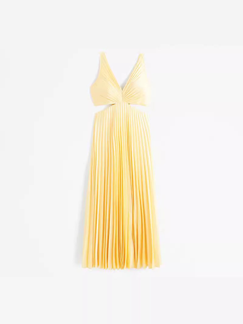 Sarai | Trendy V-Ausschnitt Maxikleid in einfarbiger Ausführung für Damen