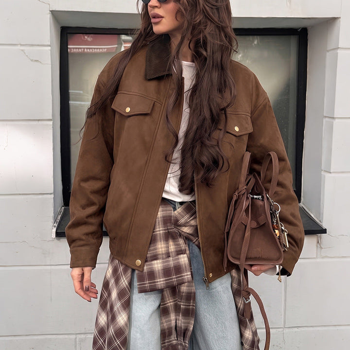 Damen Kurzjacke mit Reißverschluss und Klappentaschen