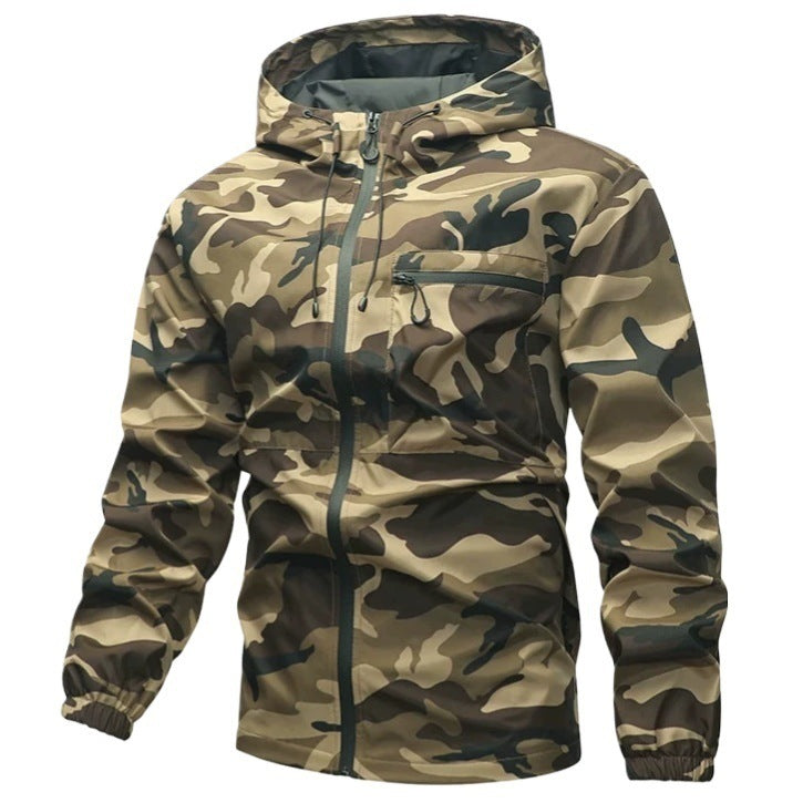 Herren Jacke mit Kapuze und Taschen, Camouflage