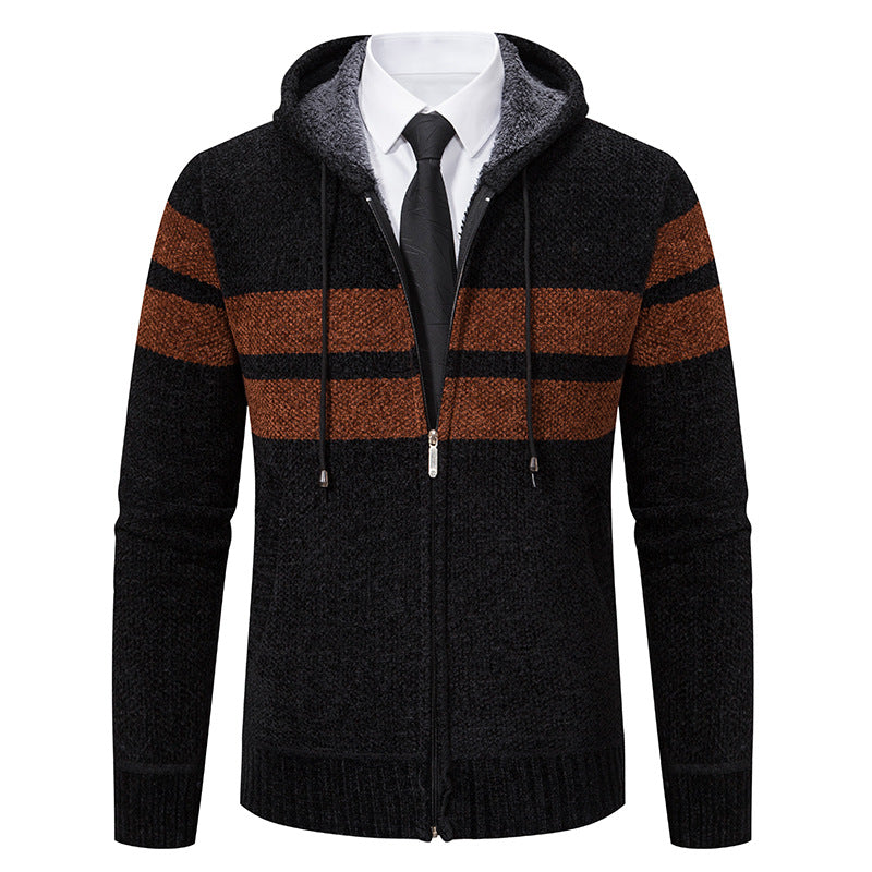 Herren Kapuzenjacke mit Kordelzug, Taschen und Gestreiftem Muster