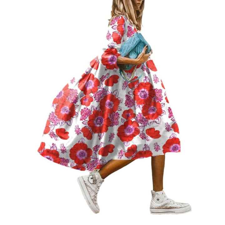 Lanna | Schickes Midikleid für Damen mit floralem Paisleymuster und Dreiviertelärmeln