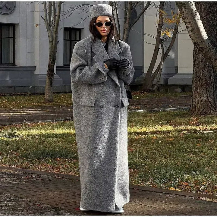 Damen Maxi-Mantel Oversized mit langen Ärmeln und Taschen
