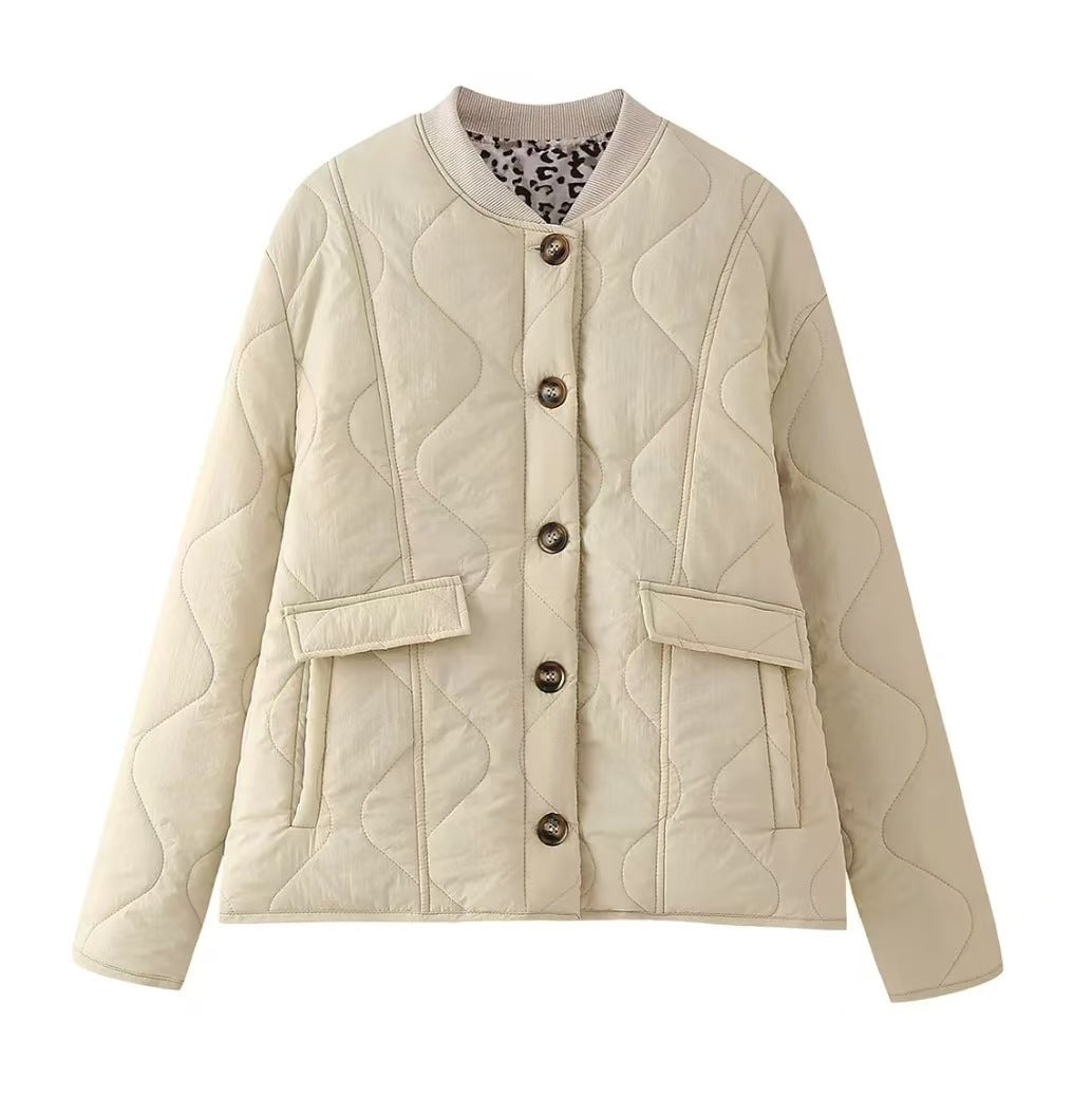 Damen Langarmjacke mit Rundhalsausschnitt, Knöpfen und Taschen