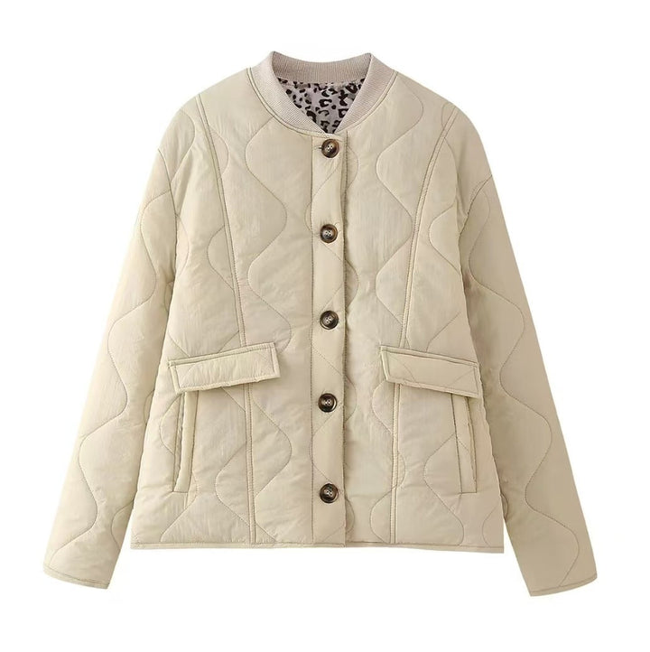Damen Langarmjacke mit Rundhalsausschnitt, Knöpfen und Taschen