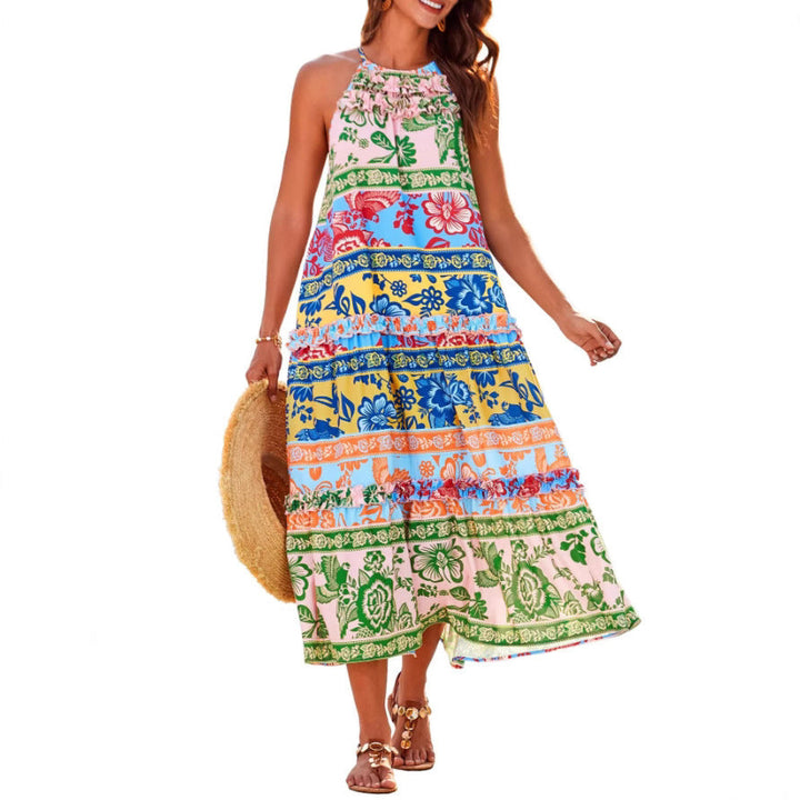 FELICITY | Stilvolles Bohemian Halter-Maxikleid für Damen mit gestuftem Design