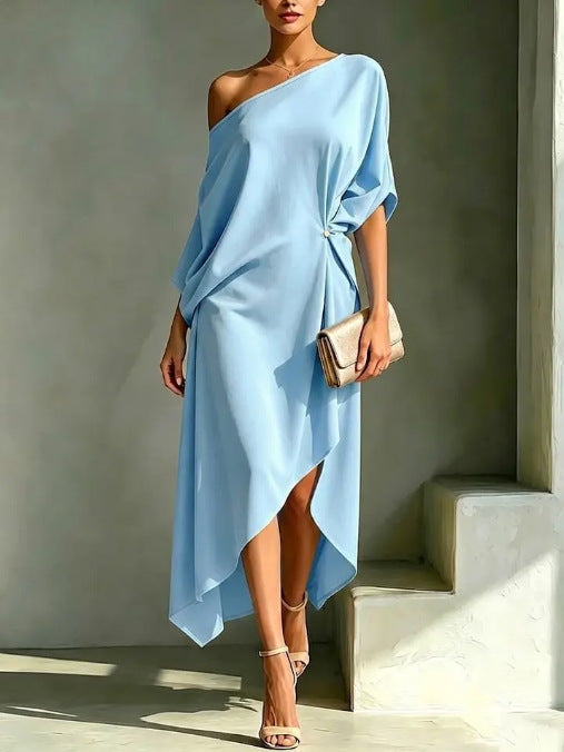 Elena | Damen Ein-Schulter-Maxikleid mit Seitenschlitz
