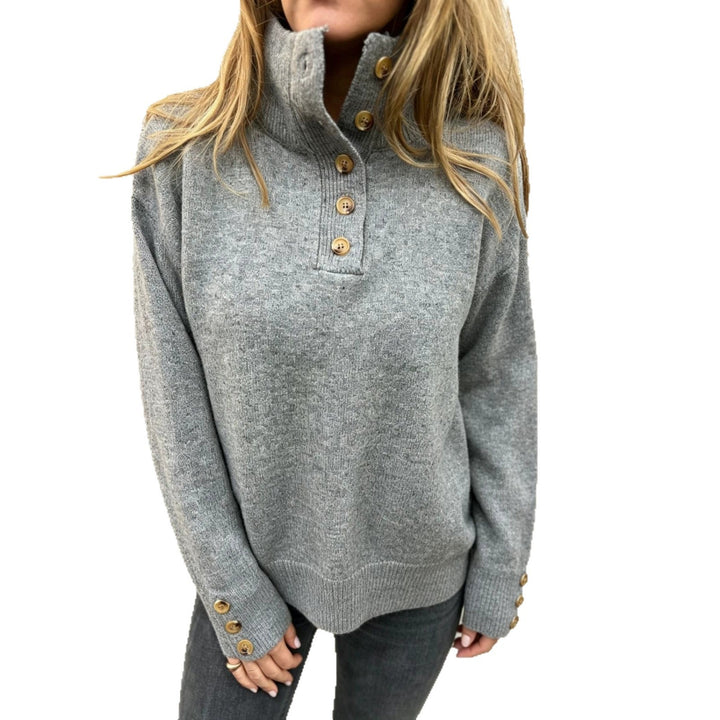 Lea | Damen Pullover mit langen Ärmeln und Knöpfen