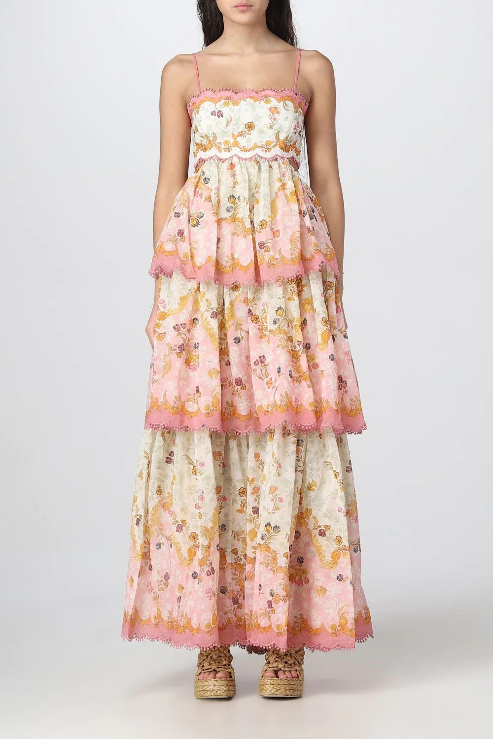 Damen ärmelloses Maxikleid mit Blumenmuster