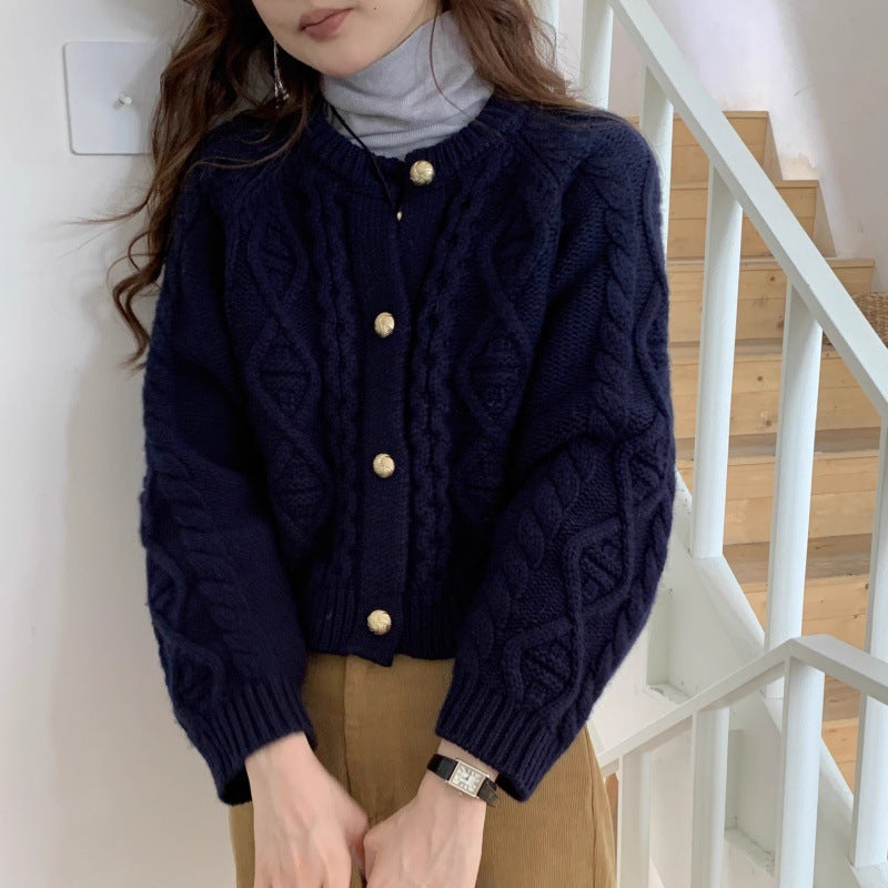 Damen Cardigan mit langen Ärmeln und Rundhalsausschnitt