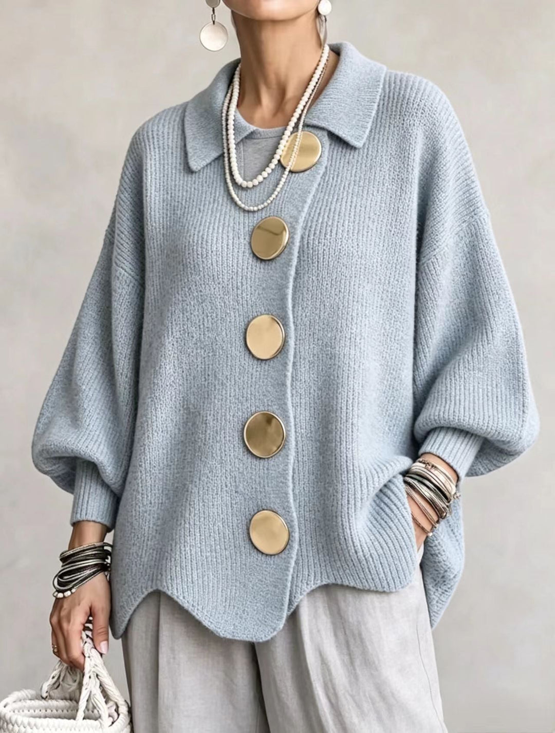Damen Strickjacke mit Knöpfen, Langarm