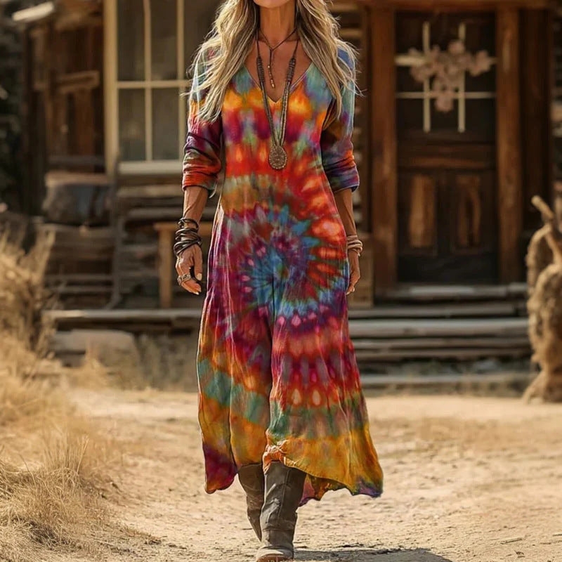 Bea | Vintage-inspiriertes langärmliges Freizeitkleid für Damen