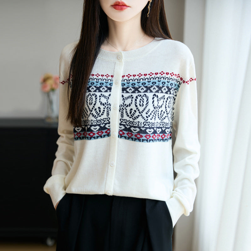 Damen Cardigan mit langen Ärmeln und Rundhalsausschnitt