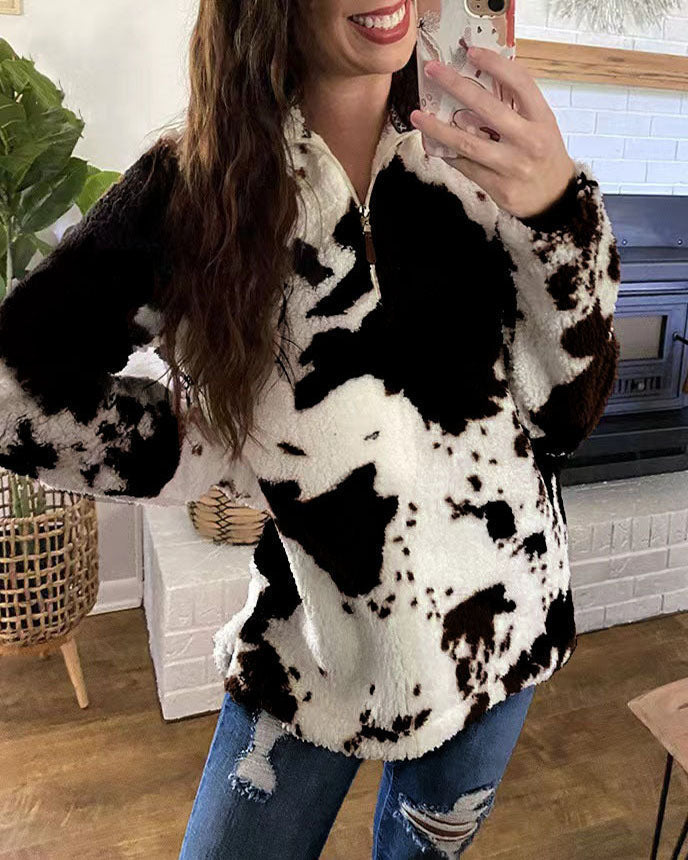 Damen Pullover mit langen Ärmeln und Reißverschluss