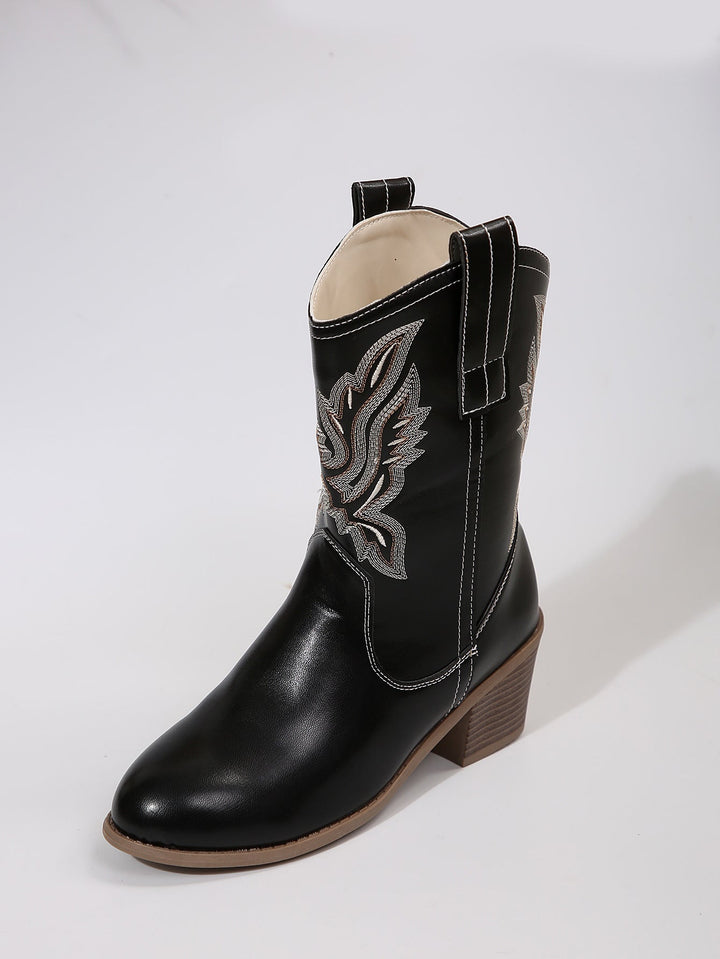 Damen Blockabsatz Stiefelette Western