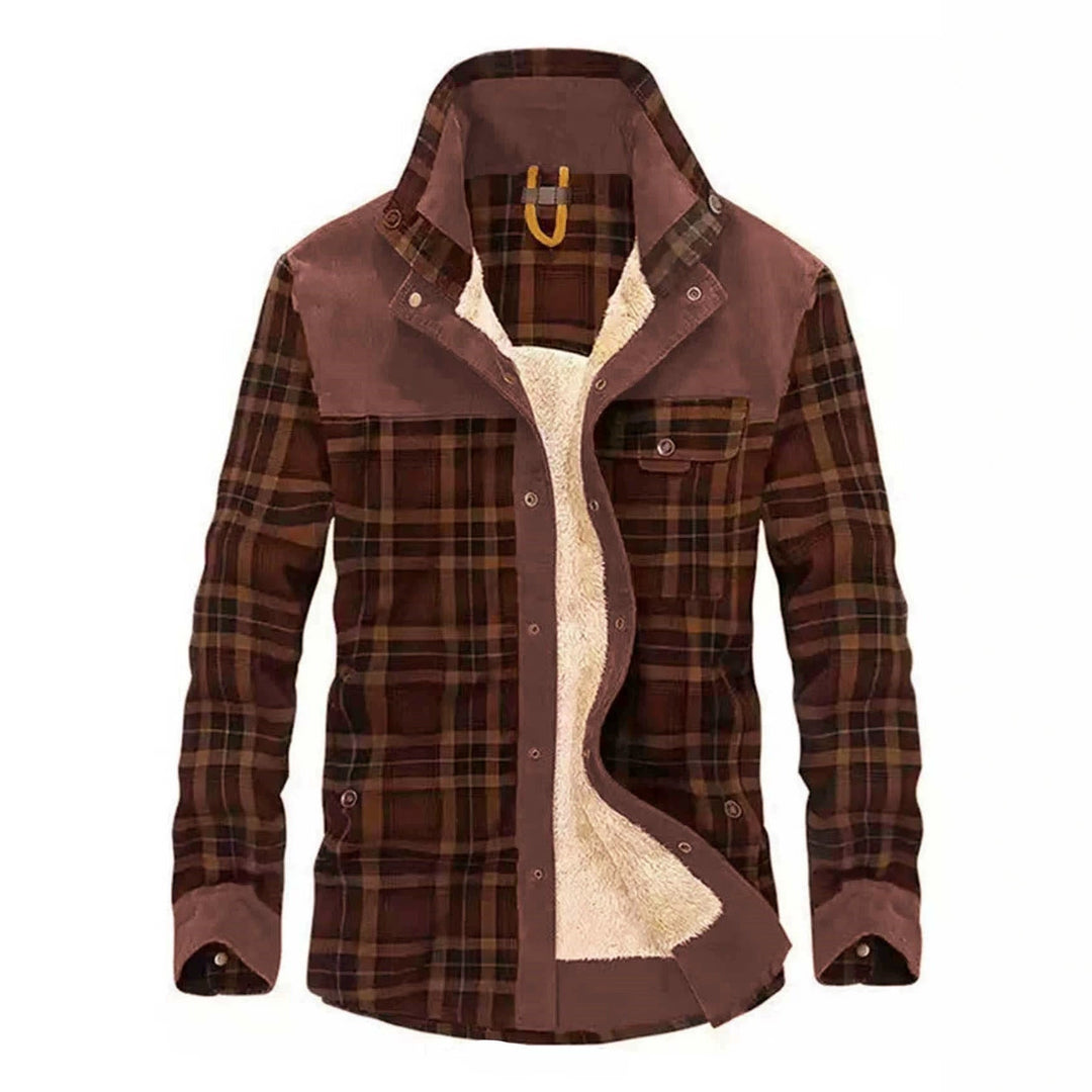 Herren Karo-Hemdjacke mit Taschen und Knöpfen