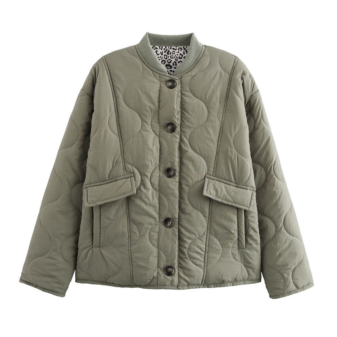 Damen Langarmjacke mit Rundhalsausschnitt, Knöpfen und Taschen