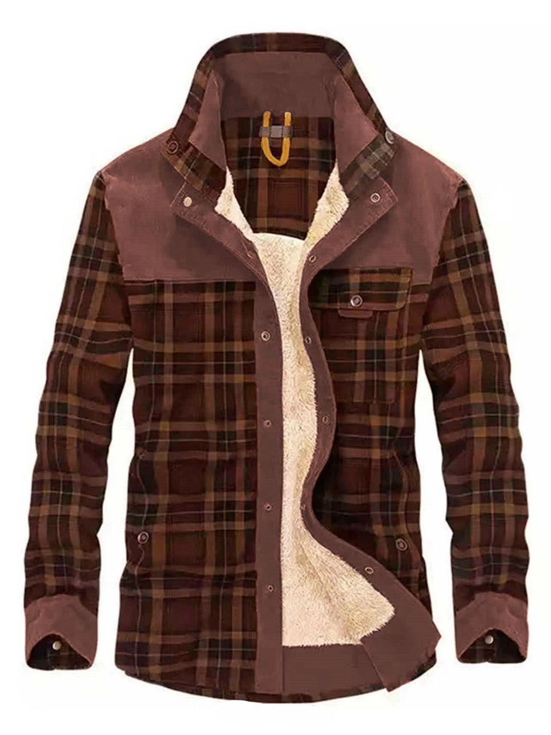 Herren Karo-Hemdjacke mit Taschen und Knöpfen