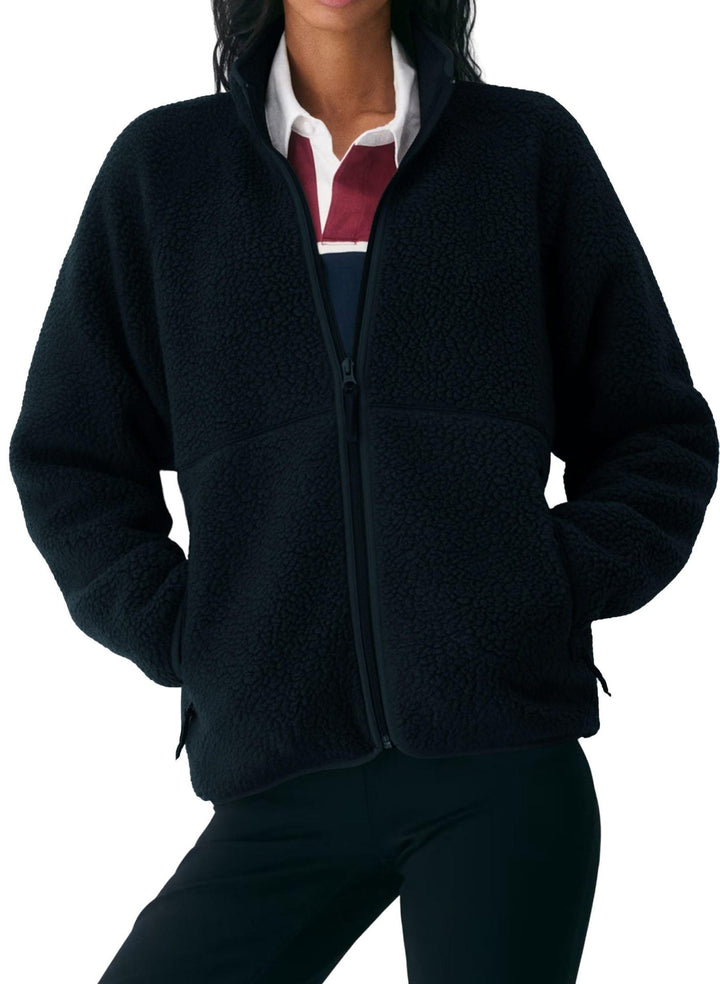 Damen Jacke mit Reißverschlusstaschen und hohem Kragen
