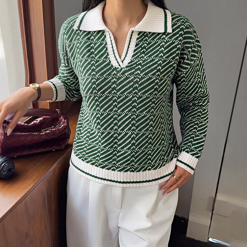 Damen Langarmpullover mit V-Ausschnitt