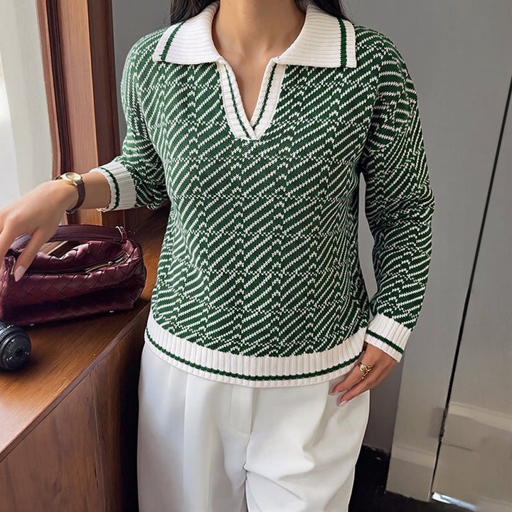 Damen Langarmpullover mit V-Ausschnitt