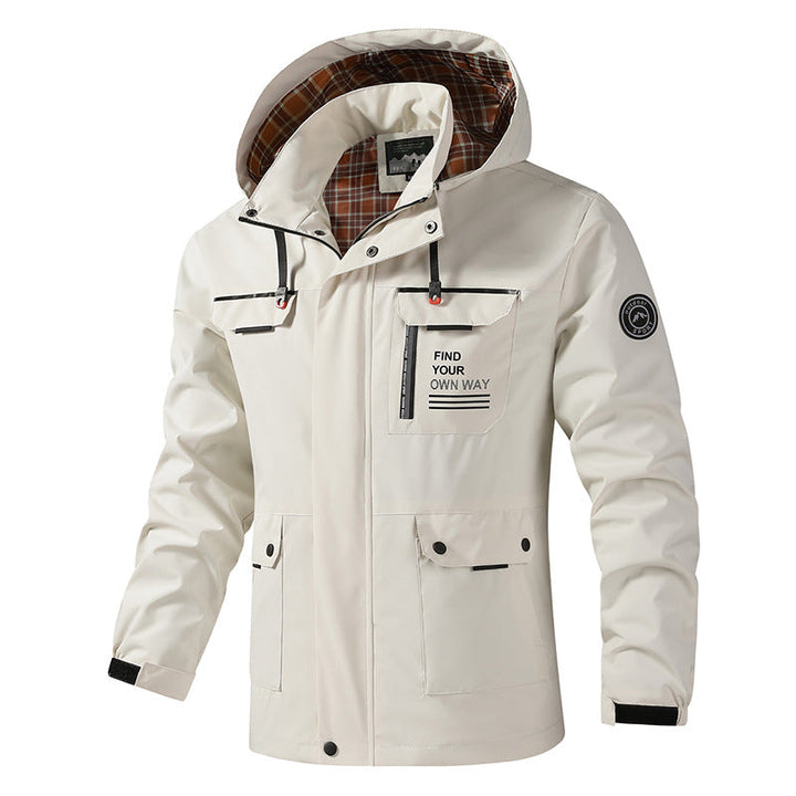 Herren Jacke Langarm mit Taschen und Kapuze