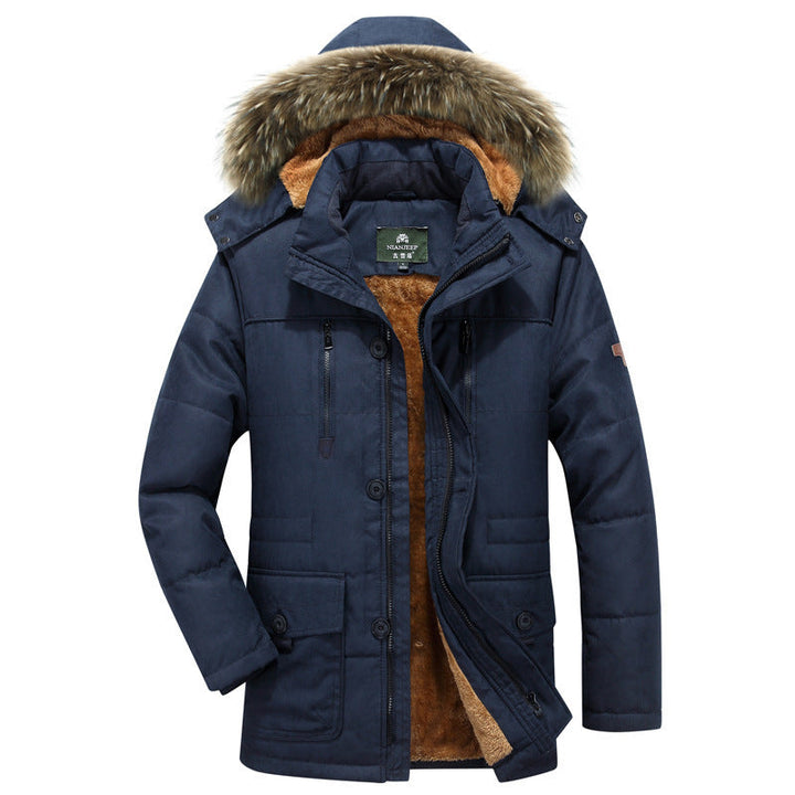 Herren Winterparka mit Knöpfen und Taschen, Kapuze