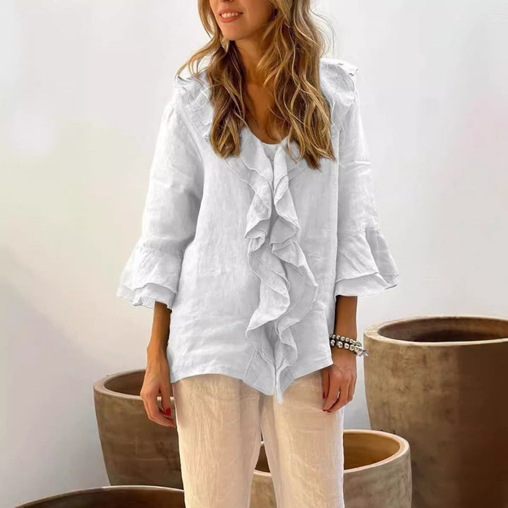 Cherry | Stylische Rüschbluse mit langen Ärmeln
