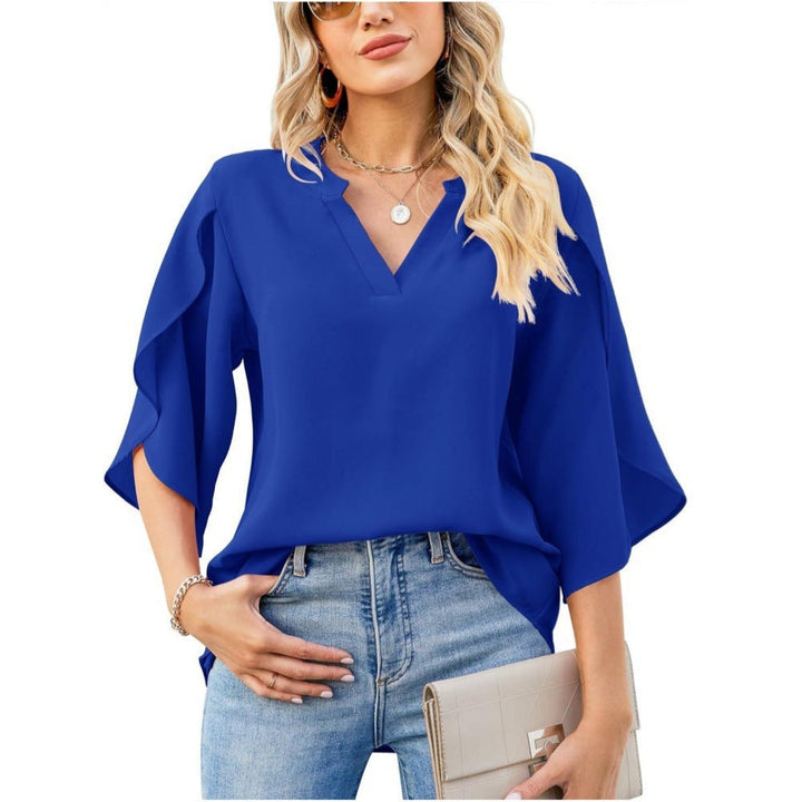 Leni | Elegantes V-Ausschnitt Top mit langen Ärmeln
