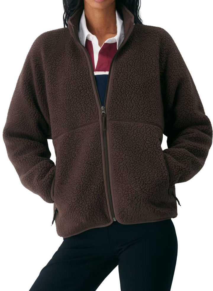 Damen Jacke mit Reißverschlusstaschen und hohem Kragen