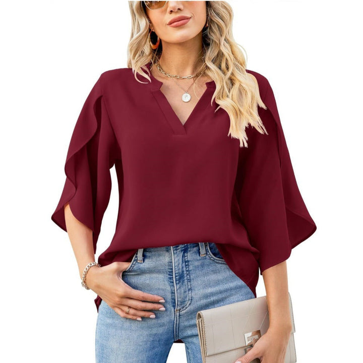 Leni | Elegantes V-Ausschnitt Top mit langen Ärmeln