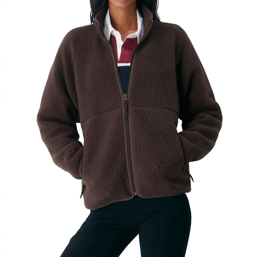 Damen Jacke mit Reißverschlusstaschen und hohem Kragen