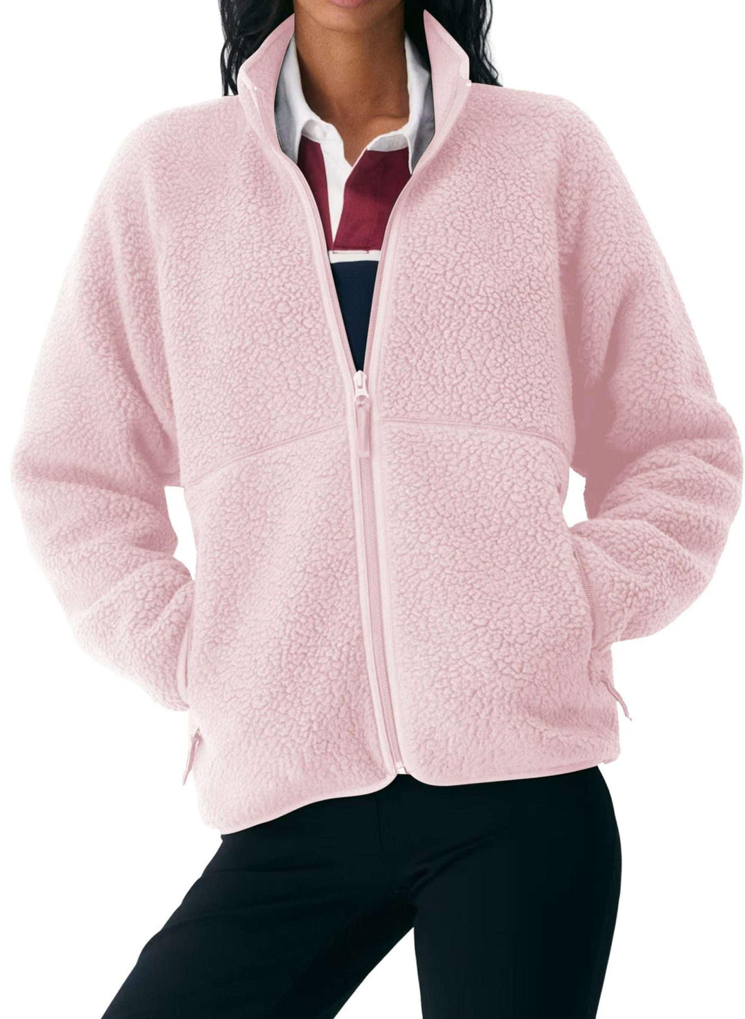 Damen Jacke mit Reißverschlusstaschen und hohem Kragen