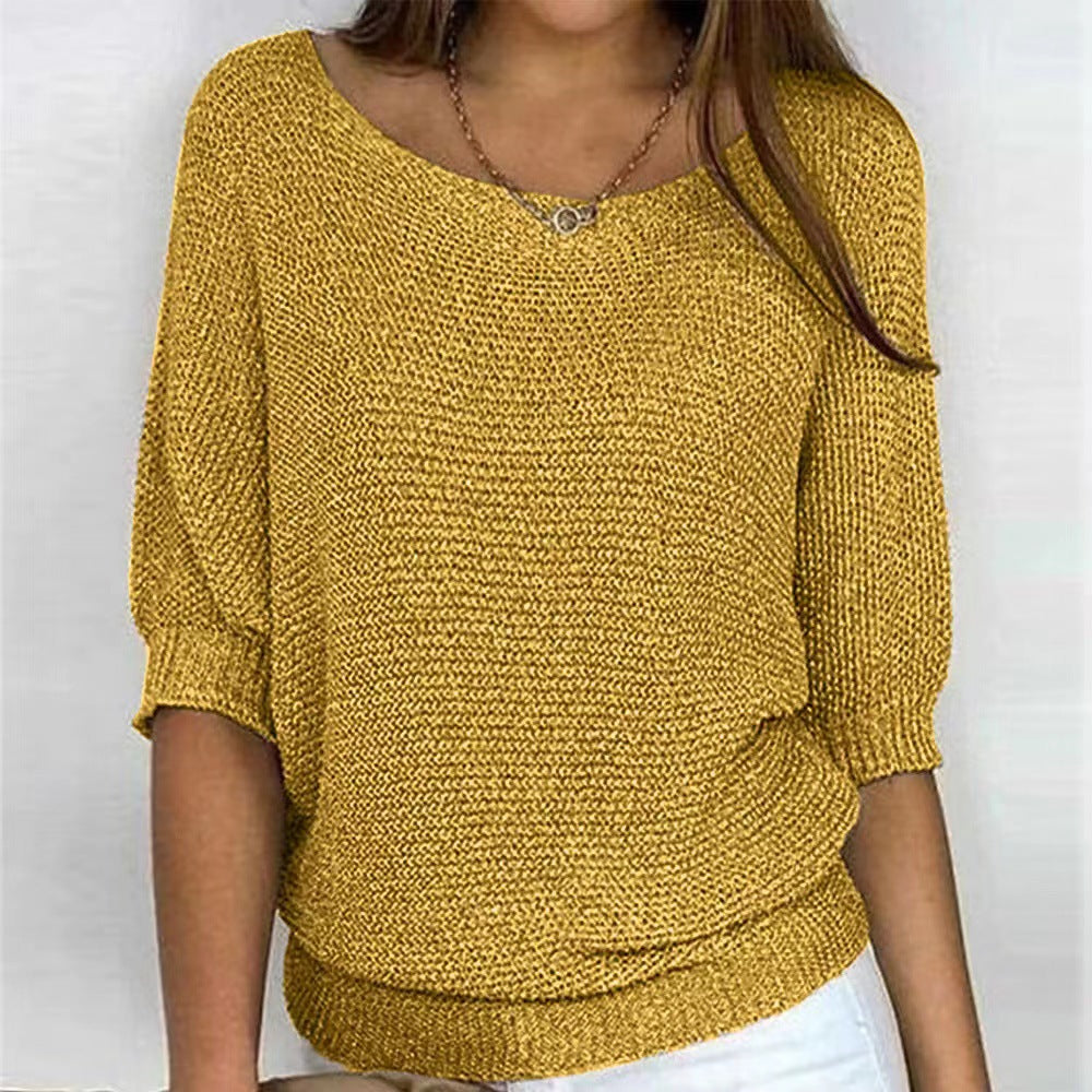 Sara | Komfortpullover für Damen mit Rundhalsausschnitt und kurzen Ärmeln