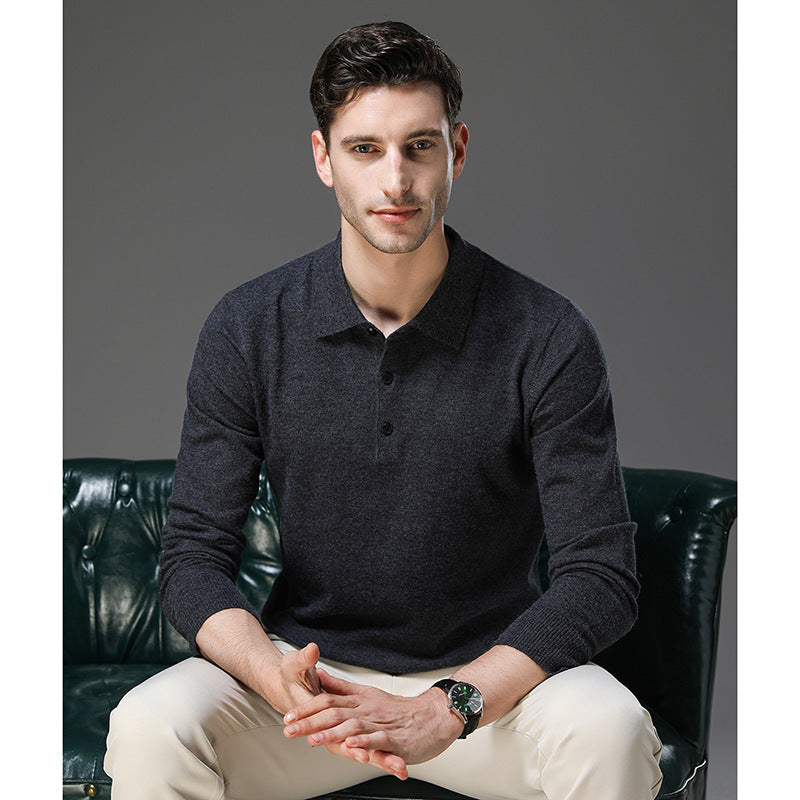 Tobias | Polo Business Pullover für Herren mit langen Ärmeln
