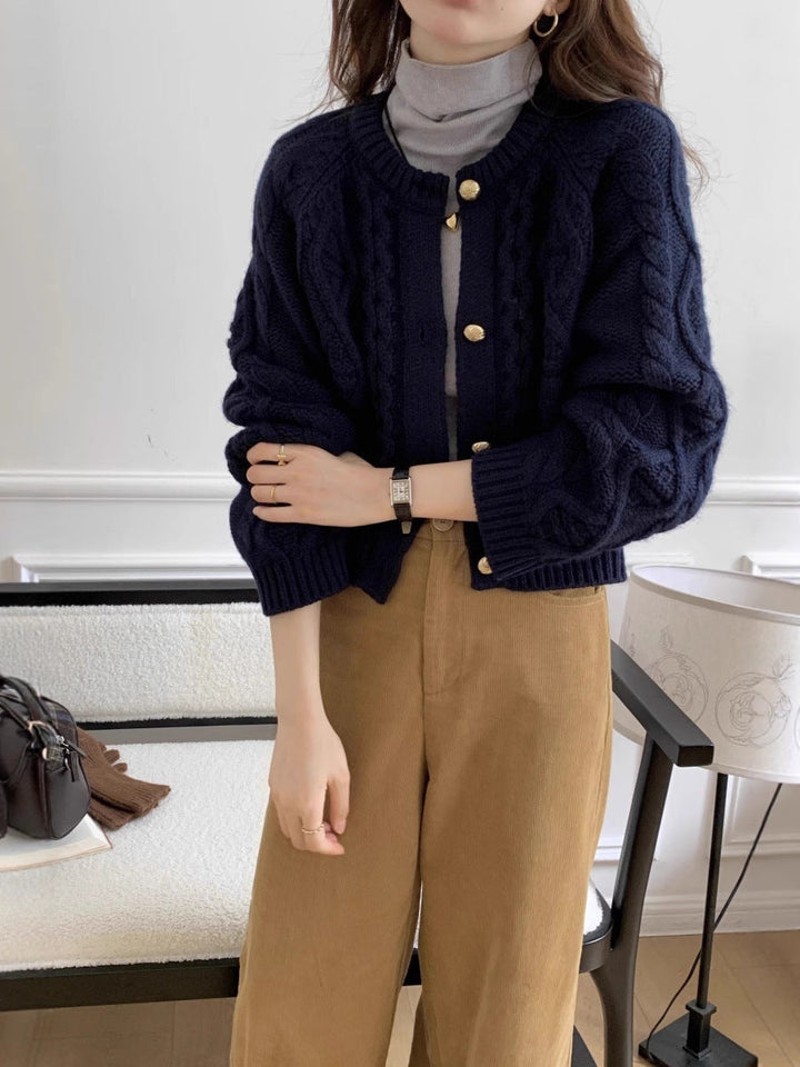 Damen Cardigan mit langen Ärmeln und Rundhalsausschnitt