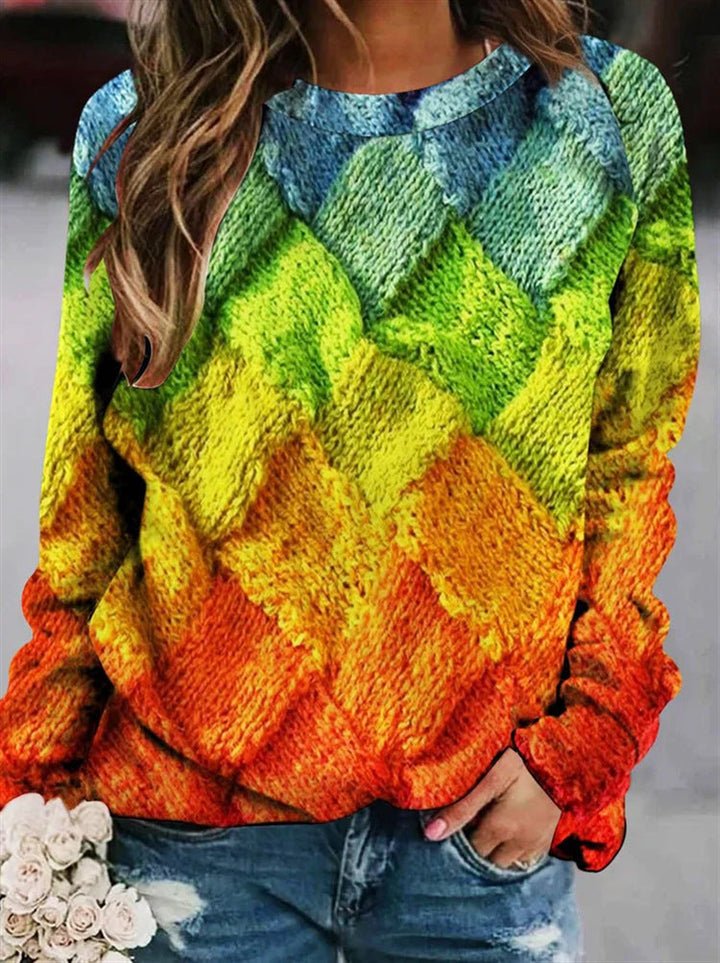 Damen Pullover mit langen Ärmeln und Rundhalsausschnitt