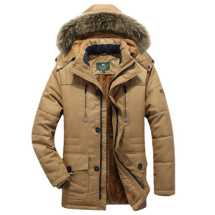 Herren Winterparka mit Knöpfen und Taschen, Kapuze