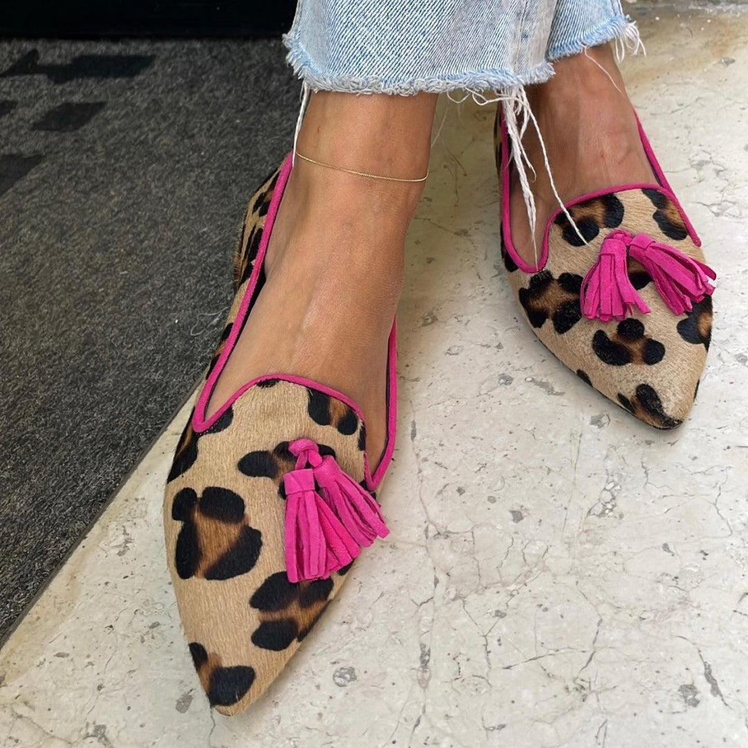 Tierdruck Ballettflats Pumps für Damen mit Chicen Quasten