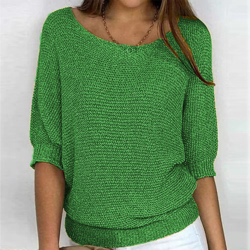 Sara | Komfortpullover für Damen mit Rundhalsausschnitt und kurzen Ärmeln