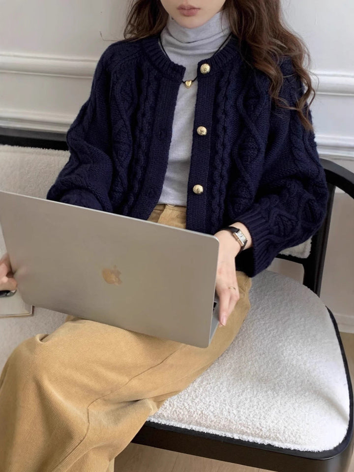 Damen Cardigan mit langen Ärmeln und Rundhalsausschnitt