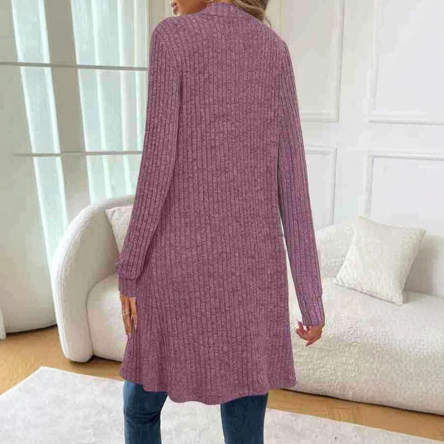 Damen Langarm-Cardigan Longline mit Taschen